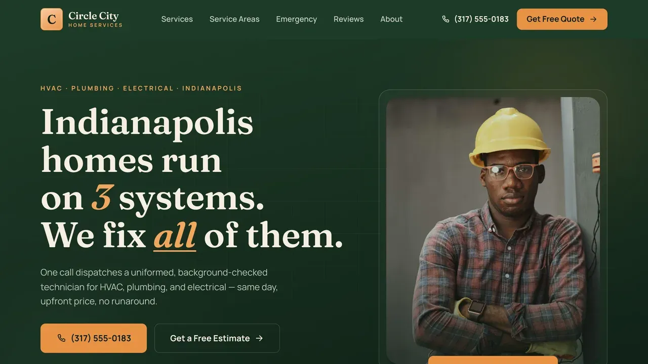 Circle City Home Services homepage — a Tier 2 multi-trade home-services site